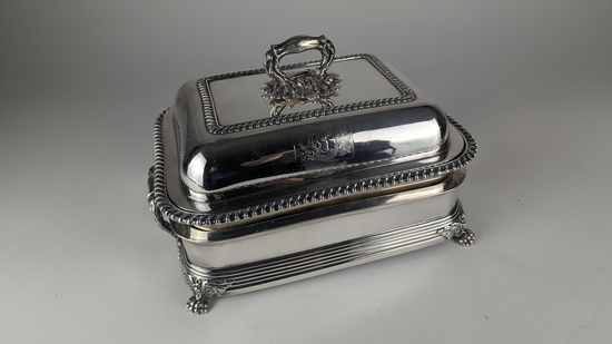 CHAUFFE-PLAT rectangulaire en métal argenté,...